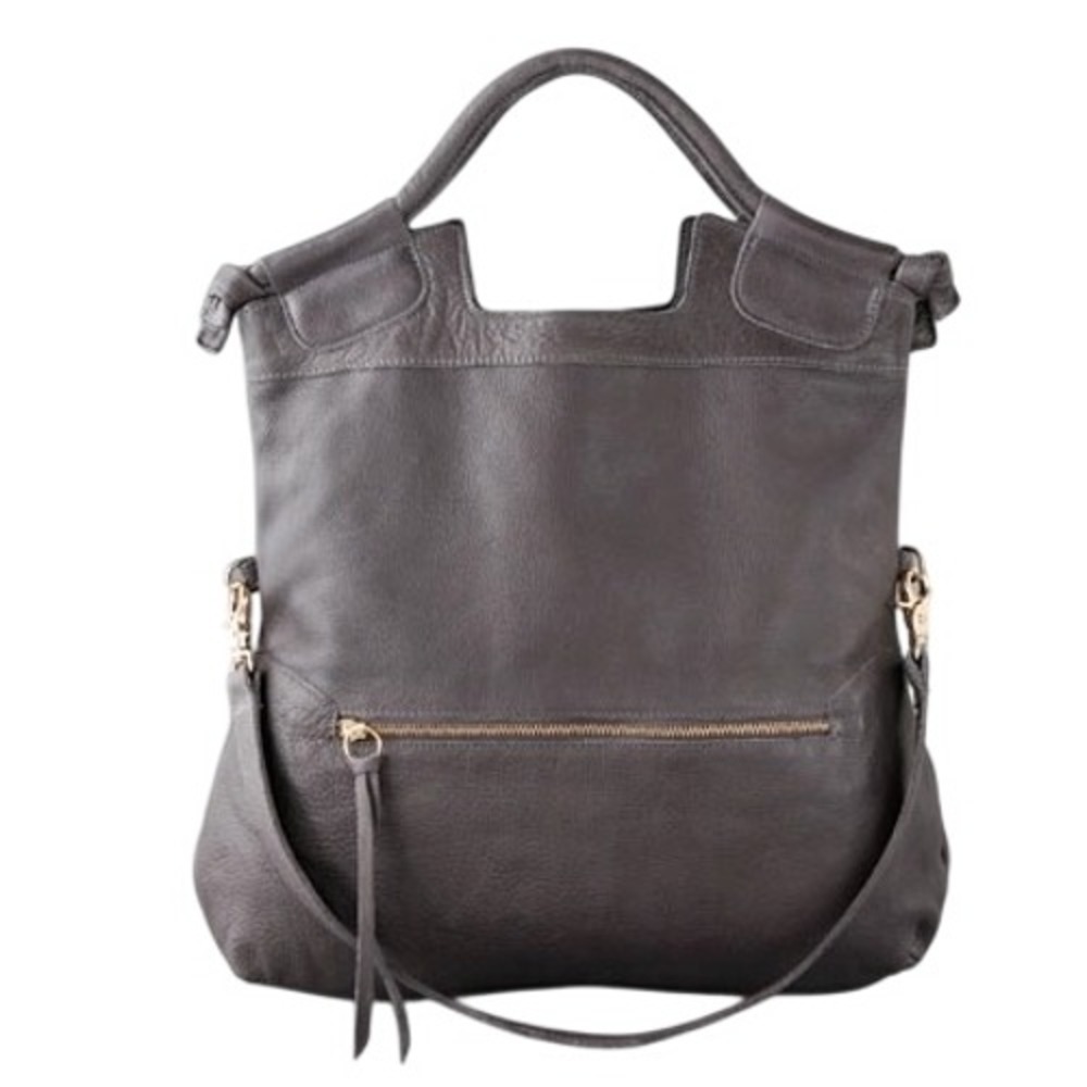 Foley & Corinna Mid City Tote Bag Gray Leather Convertible Satchel Slouchy Boho